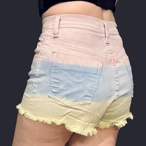 Good Time / Pastel High Rise Shorts / Multicolor / Frayed Hem / Size M